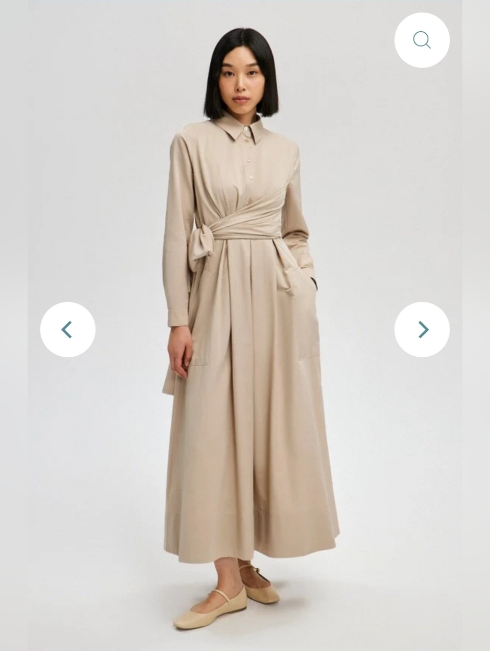 Women's Timeless Maxi Shirt Dress With Waist Tie